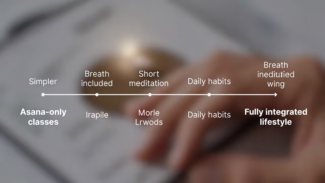 Spectrum graphic from asana-only practice to a fully integrated yoga lifestyle.