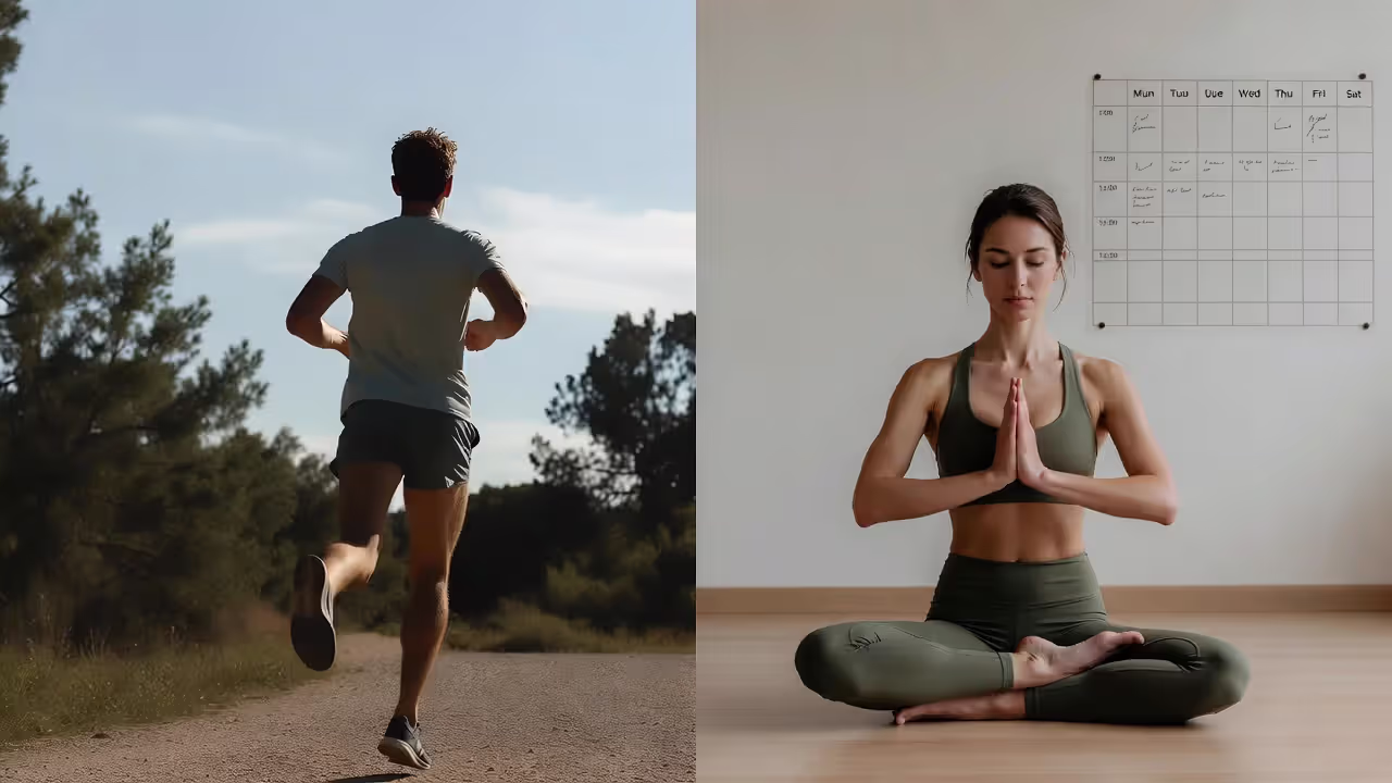 Combining running and yoga for balanced fitness routine.